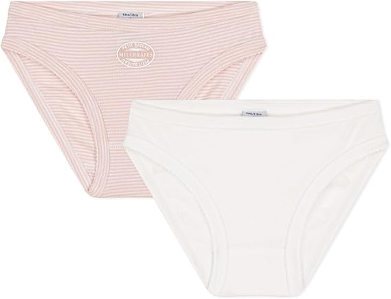 Petit Bateau GIRLS COTTON KNICKERS 2 PACK STRIPED AND SOLID SIZES 2-12 YEARS