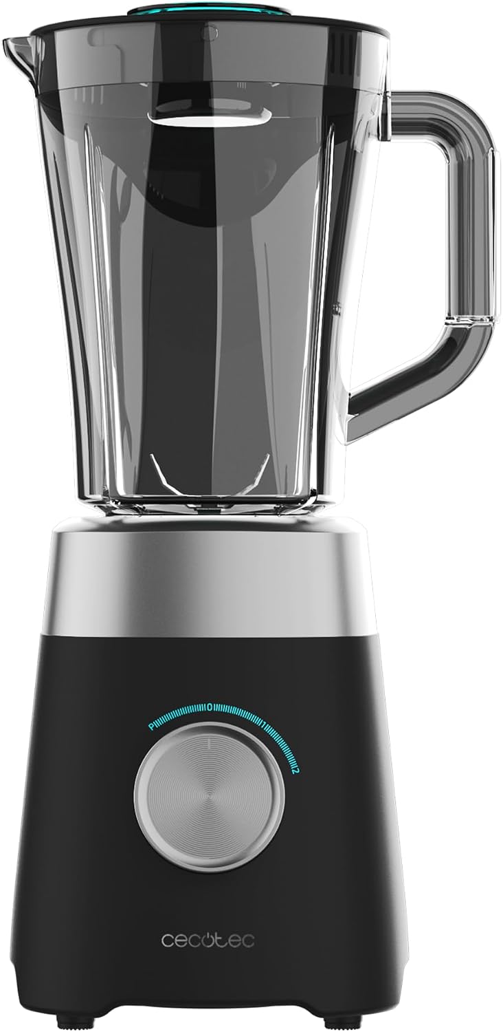 Cecotec Power Black Titanium 1300MAX B Pro Glass Blender with 1.5L Jug. 1300W Maximum Power, 20000RPM, 4 Titanium Blades, 2 Speeds  Pulse Function, Easy Ice Chopping