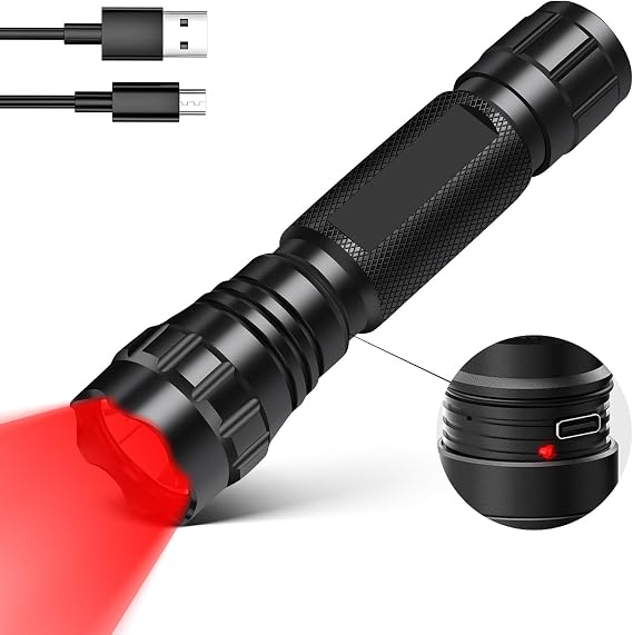 WINDFIRE Red Light Flashlight Rechargeable LED Tactical Flashlights