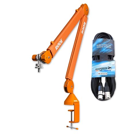 Rode PSA1+ Plus Table Microphone Arm Articulated Arm Orange with Keepdrum XLR Cable
