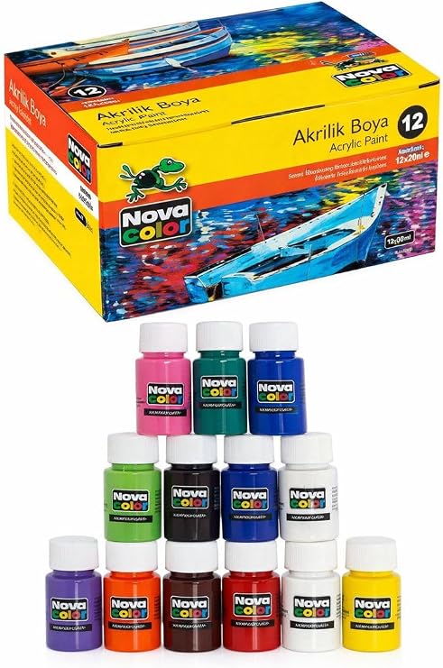 Akrilik Boya Seti 12'li – Canlı Renkler ve Yoğun Pigment