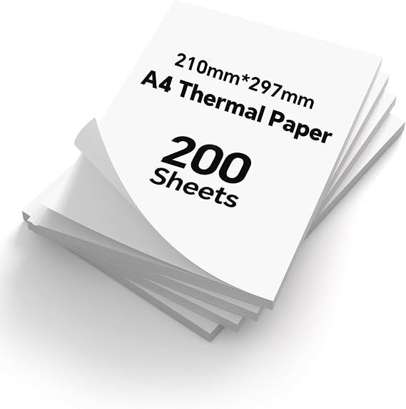200 Sheets A4 Thermal Printer Paper, 210X297mm MT610 Thermal Paper, Compatible with PRT/iDPRT/HPRT Portable Printer and Other Brands Thermal Document Printers
