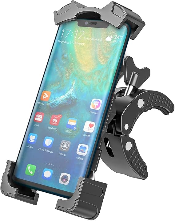Bike Phone Holder Mount, Bicycle and Motorcycle Handlebars Friendly, 360 Rotation Easy Install and Quick Release Cellphone Holder, Universal for iphone Pro/Max/XS, Samsung Galaxy S21, Note20