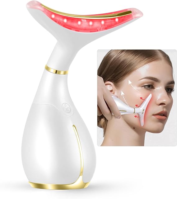 Ms.W Red Light Facial Massager, Skin Care Tools for Face & Neck Beauty Device, 3 in 1 Face Massager Tool with LED, Thermal, Vibration, Tightenings, Rejuvenation for Women