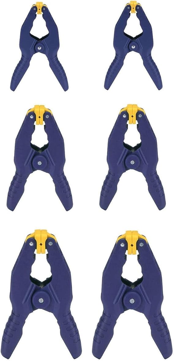 IRWIN QUICK-GRIP Spring Clamps for Woodworking, Multiple Sizes 1", 2" and 3/4", 6 Pack (IRHT83241)