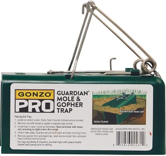 Gonzo Mole & Gopher Trap - Pro Guardian, Durable, Manual - 6 x 3 x 3 in - ABS