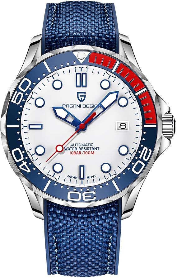 RollsTimi Pagani Design Men's Mechanical Watches Hour Hand Bright Steel Diving Watches Japanese Movement Sapphire Crystal NH35 Watches Calendar Fashion Business 42 mm