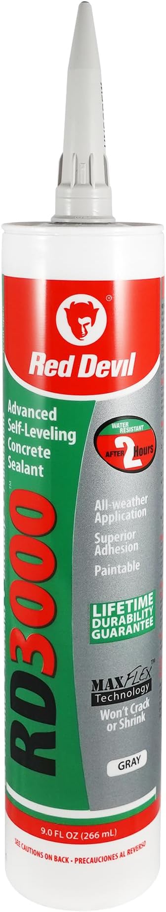 Red Devil 0980 RD 3000 Advanced Self-Leveling Concrete Sealant, Gray, 9.0 Oz., Pack of 1
