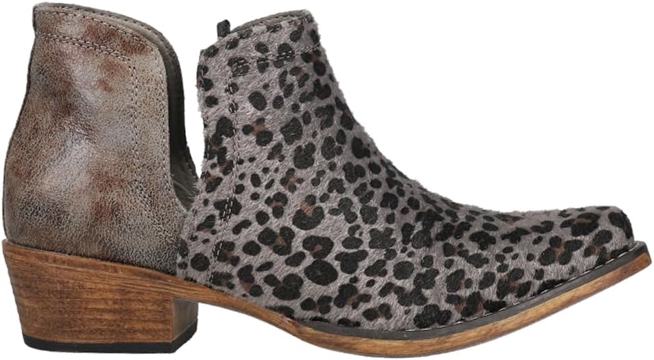 ROPER Womens Ava Leopard Snip Toe Casual Boots Ankle Low Heel 1-2"