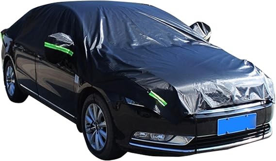 Car Half Cover, Oxford Summer Rainproof Sunshade Cover, All-season Thickened Car Roof Protector, Universal for Sedans (Black)