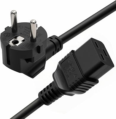 DRRI Europe Schuko Plug CEE 7-7 Plug 16A 250V to IEC 60320 C19 Power Cord for Servers | PDU| PC Computers| Monitors 6ft