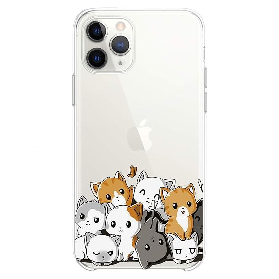TPU Case Compatible with iPhone 16e 15 14 13 12 11 Pro Max Plus Mini Xs Xr X 8 7 6 5 SE Girl Kawaii Animal Kids Print Adorable Clear Cute Kitten Themed Cats Flexible Silicone Slim Design Cute