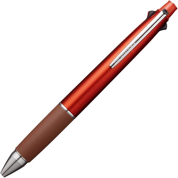 Uni Jetstream Multi Pen 4 and 1, 0.5mm Ballpoint Pen (Black, Red, Blue, Green) and 0.5mm Mechanical Pencil, Blood Orange (MSXE5100005.38)