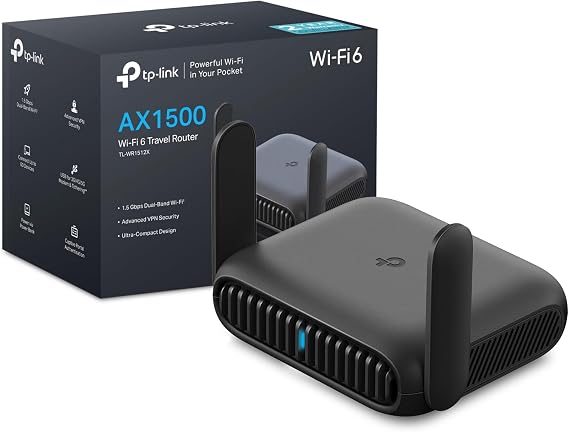 NEW TP-Link TL-WR1512X AX1500Mbps WiFi 6 Travel Router, Dual Band Portable VPN Router with VPN Client & Server, Portable WiFi with 2 Antennas, USB 3.0, Ideal for Hotel, Business Travel and Remote Work