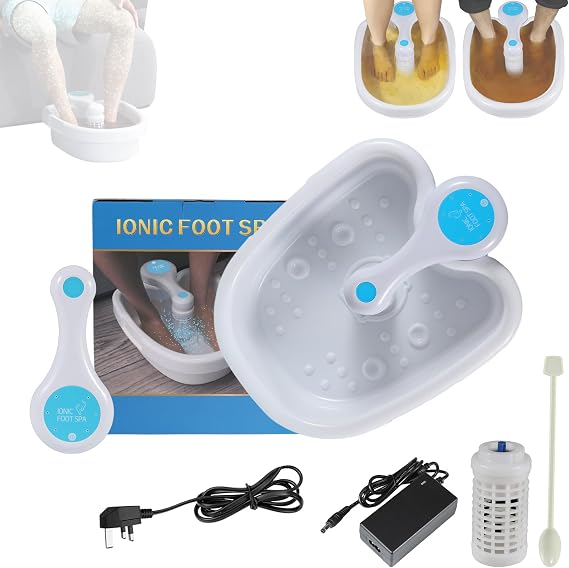 Ionic Foot Spa at Home Detox and Cleanse, 2.0 Ionic Foot Spa, Professional Ionic Foot Bath Detox Machine, Foot Spa and Massager with Heater, Body Detox Relaxed and Relieved (with Basin-A)