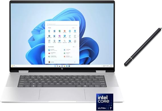 HP Envy 2-in-1 16" 2K Touchscreen Laptop | Intel Core Ultra 7 155U | Intel Graphics | 5MP IR Camera | Backlight | Silver | 16GB RAM DDR5 | 1024GB SSD | Windows 11 Home | Bundle with Stylus Pen