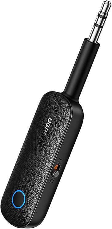 UGREEN Bluetooth 5.0 Verici 3.5mm Jack ve Dahili Mic Araç Mikrofon Bluetooth Adaptörü ile 2'si 1 Arada Alıcı Siyah