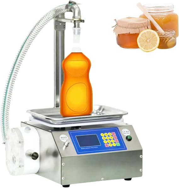 Automatic Liquid Filling Machine, Honey Filling Machine 7L/Min, Automatic Liquid Filler with Intelligent Weighing System, Stainless Steel Viscous Liquid Dispenser for Honey, Sauces, Pastes Plasticpump