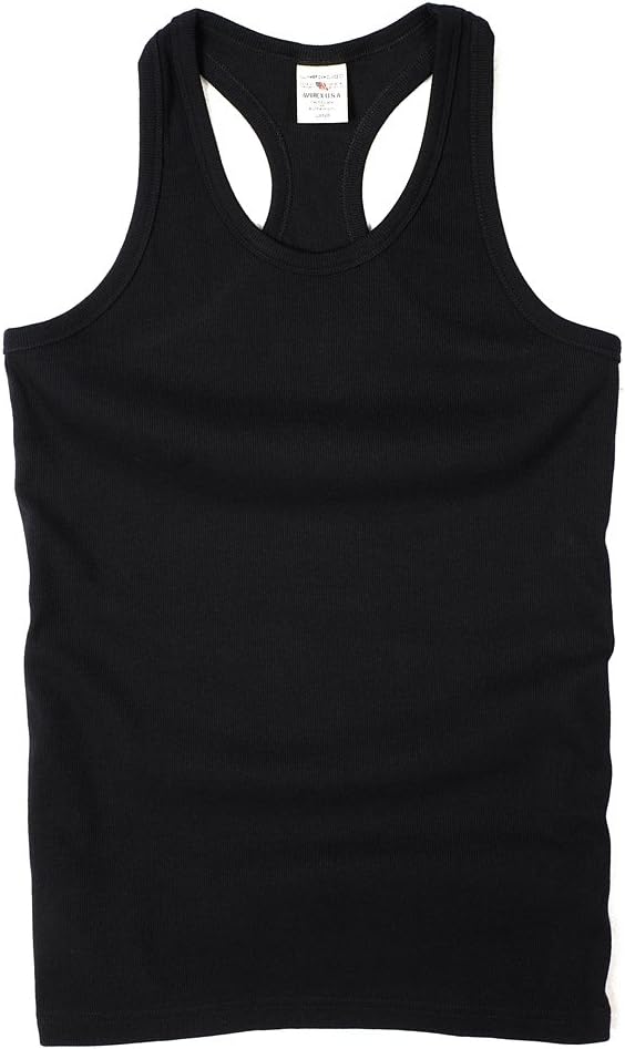 AVIREX Tank Top Solid Color Daily Back Cloth, Black