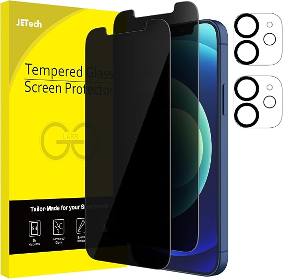 JETech Privacy Screen Protector for iPhone 12, 2+2 Pack