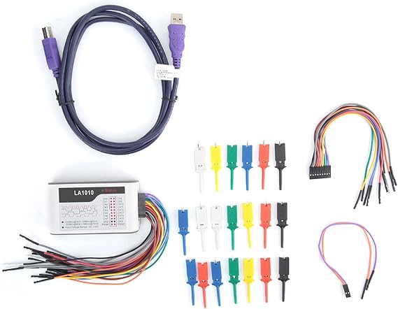 LA1010 USB Logic Analyzer, 16 Channels 100MHz Digital Logic Analyzer, Adjustable Threshold PWM Output, for Windows XP/7/8/10 (32bit/64bit), for Mac OS, Linux