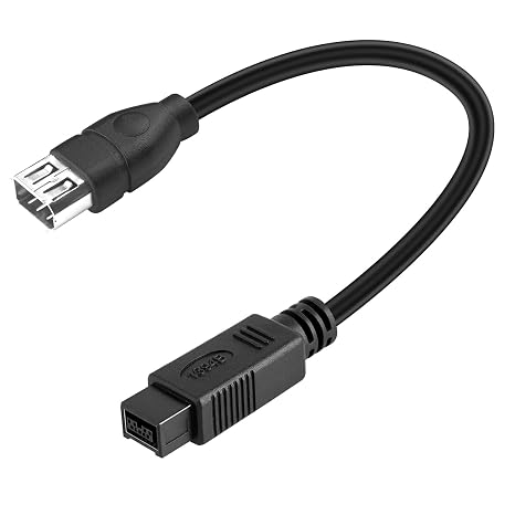 IEEE 1394 FireWire 800 to 400 9-pin to 6-Pin, Firewire Cable 1394a 6Pin Female to 1394b 9Pin Male Cable for DV Camera Digital Camcorder Drives (9 Pin to 6 Pin)