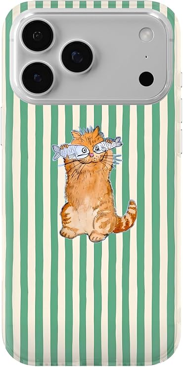 iPhone 17 Pro ile Uyumlu Balık Gözlü Kedi Desenli Şeffaf Telefon Kılıfı