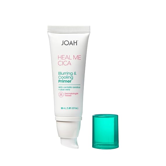JOAH Heal Me CICA Primer, Blurring & Cooling Aloe Vera Face Primer, Centella Asiatica to Reduce Redness, Help Calm Irritated Skin, Cruelty Free, 1.01 fl oz
