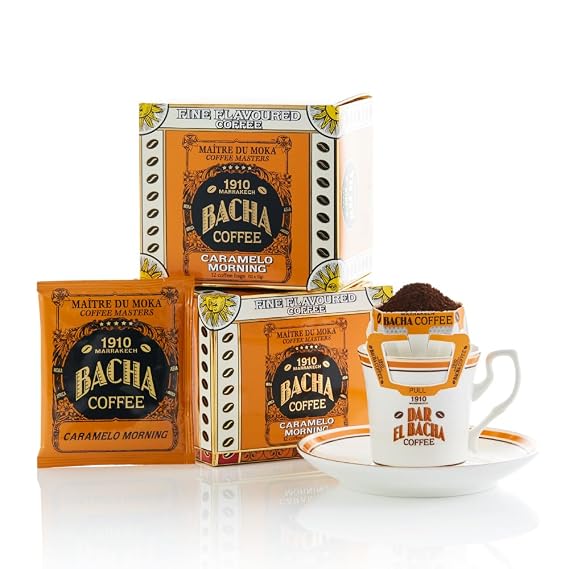 Bacha Coffee Caramelo Morning Fine Flavoured - 12 Drip Bags | Medium Roast, 100% Arabica Specialty Coffee, Single-Serve Drip Coffee, Gift Box Packaging