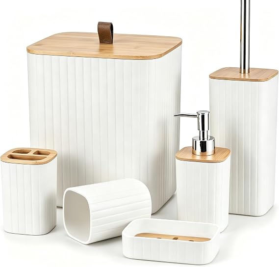 6PCS Bathroom Accessory Set, White
