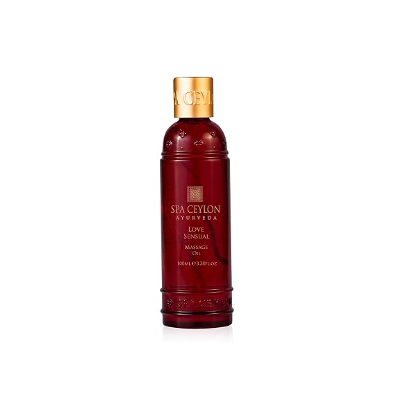 SPA CEYLON Love Sensual Massage Oil Luxurious Natural Body Oil with Ylang Ylang, Neroli & Ceylon Cardamom Romantic Couples Massage Oil with Virgin Coconut & Sweet Almond 100ml