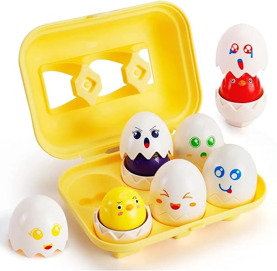 Shudyear Easter Egg Toys, Educational Sensory Baby Toys and Shape Sorter Kids, Montessori Easter Gifts for Babies and Toddlers, Toy Eggs Puzzle for 1-Year-Old Boys, Toddler Easter Presents
