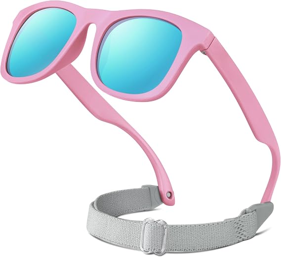 RIVBOS Baby Sunglasses Polarized UV400 TPE with Strap for Infants RBK0231