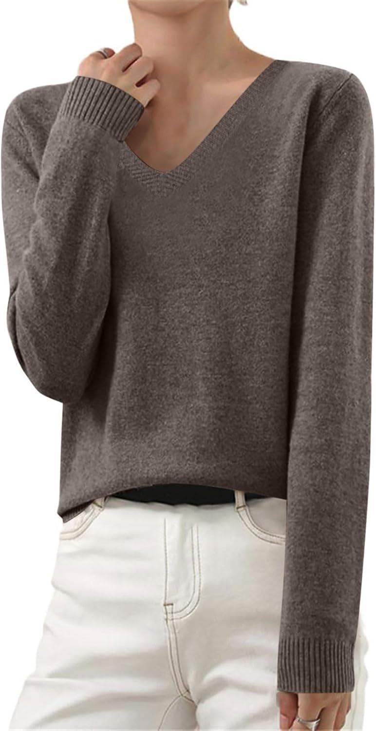 Cashmere Sweaters for Women Winter Fashion Solid Color Pullover Tops Long Sleeve Casual Crewneck Outfits