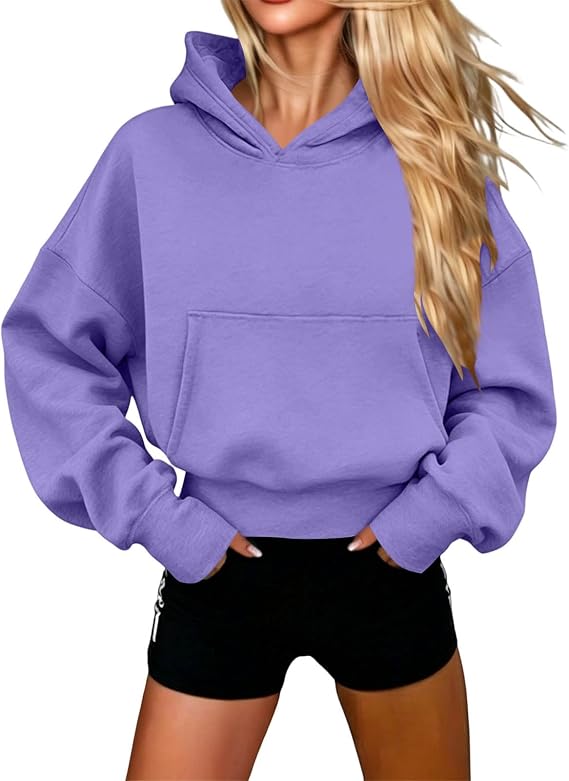 Womens Oversized Hoodies Pullover Drop Shoulder Long Sleeve Casual Baggy Soft Sweatshirt with Pockets