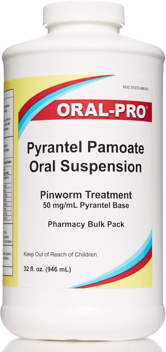 Oral-Pro, Pyrantel Pamoate Oral Suspension 50mg/mL, Pinworm Treatment for Adults and Children 32 Ounce