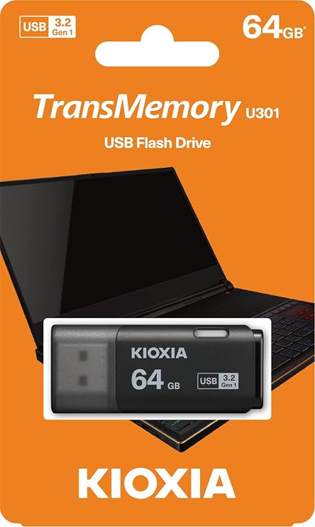 KIOXIA TransMemory U301 64GB USB Flash Drive Black
