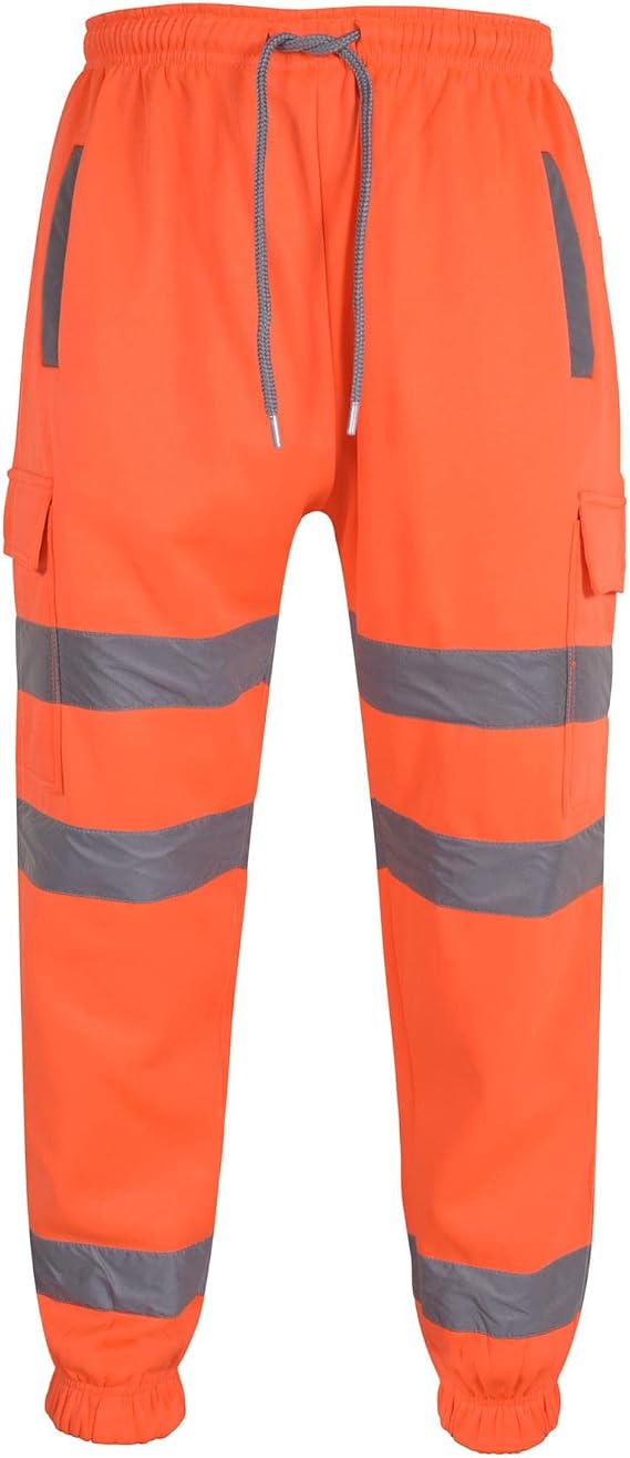 A2Z High Visibility Safe Work Pants Reflective Sweatpants Hi Vis Joggers Slim Fit Jogging Bottoms Workout for Men's S-4XL