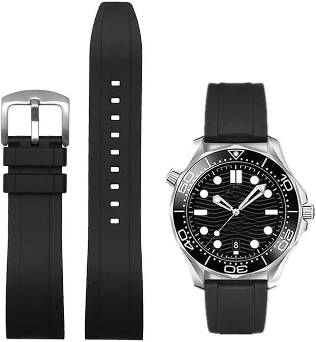 Watch Band Quick Release Fluororubber 19mm 20mm 21mm 22mm Soft Durable Universal FKM Rubber Replacement Band Strap for Men Women
