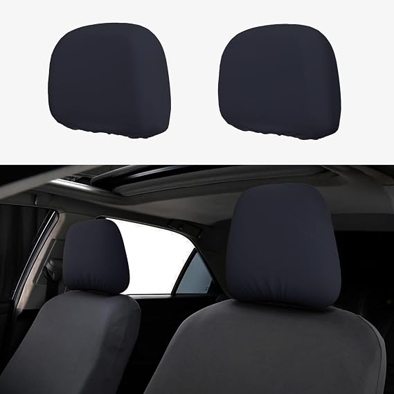Solid Color Black Car Headrest Cover - Stylish Headrest Protectors for Most Vehicle Models - Easy to Install, Pink, Black, Blue