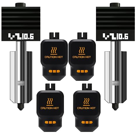 2 Pack Upgrade 0.6mm Hot End Kit for Bambu lab P2S/H2D/H2S 4-PK Silicone Socks with QR Code Extruder includes hardened steel nozzle and electroplated heating block for bambus 3D printer accessories