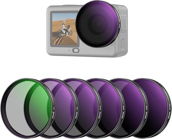 NEEWER CPL + ND Filter Set Compatible with DJI Osmo Action 6 Only, ND8/16/32/64/1000 Adjustable Circular Polarising Lens Filters, Snap On Multicoated HD Action Camera Photography Accessories, FL-B2