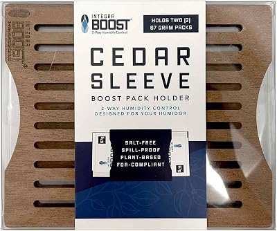 Integra Spanish Cedar Wood Humidity Pack Holder - Moisture Balancer for Use With Integra Boost 2-Way Humidity Control 67g Size Packs - Magnetic Attachment - Holds 2 Boost Packs Sold Separately