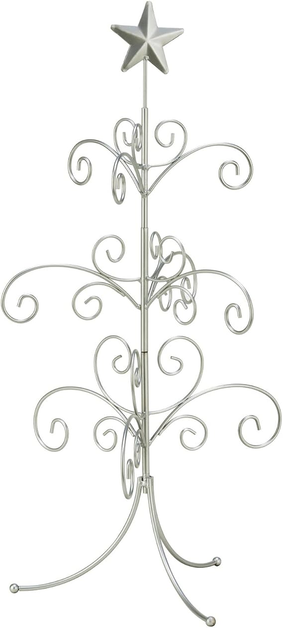 Tripar Decorative Tree Ornament & Jewelry Display, Silver Finish (22-Inch Height) - Decorative Metal Wire Stand - 3 Tiers of Branches, Perfect for Wrought Iron Trees - Perfect Holiday Gift
