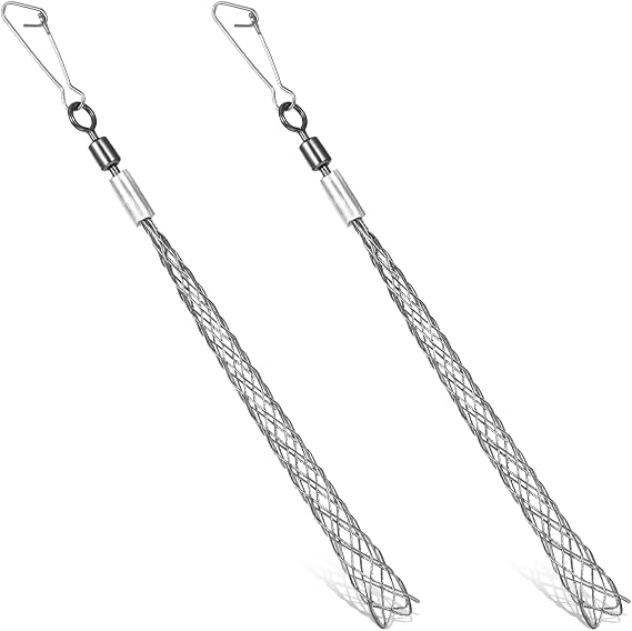 2 Pcs 1/2 Inch Wire Pulling Grip Mesh Cable Pulls Cable Pulling Grip Sock Metal Cable Puller Socks Wire Pulling Tools Wire Grip Flexible Snap for Electrical Pulling Grips Light and Heavy Cables