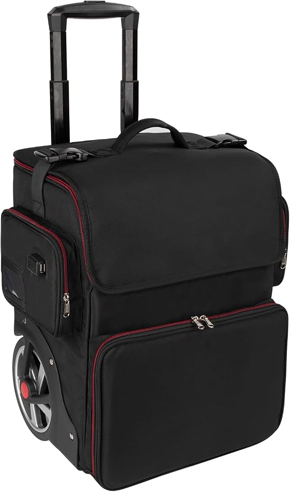 Relavel Large Cosmetic Bag, Heat Insulation, Anti-scald, Full Layer Trolley, With Wheels, Extra Large Organizer for Hairdresser, Travel