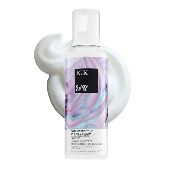 IGK Class of '93 Curl Cream, Defining Styler for Curly & Wavy Hair, 5.5 Oz