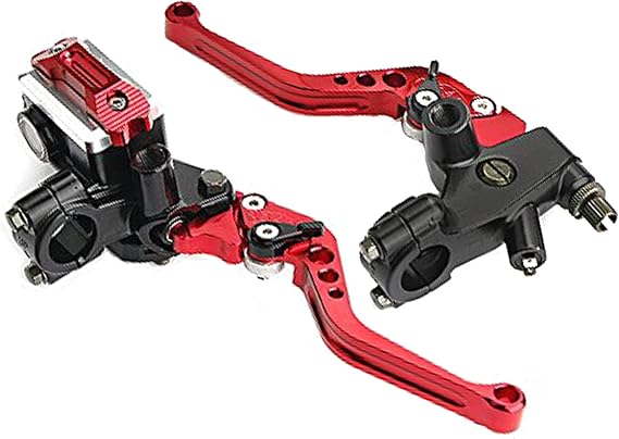 7/8 22mm Motorcycle Brake Lever Motorcycle Handlebar Brake Master Cylinder Clutch Levers Left and Right Set Compatible with Harley Honda Kawasaki Suzuki Yamaha Red Universal