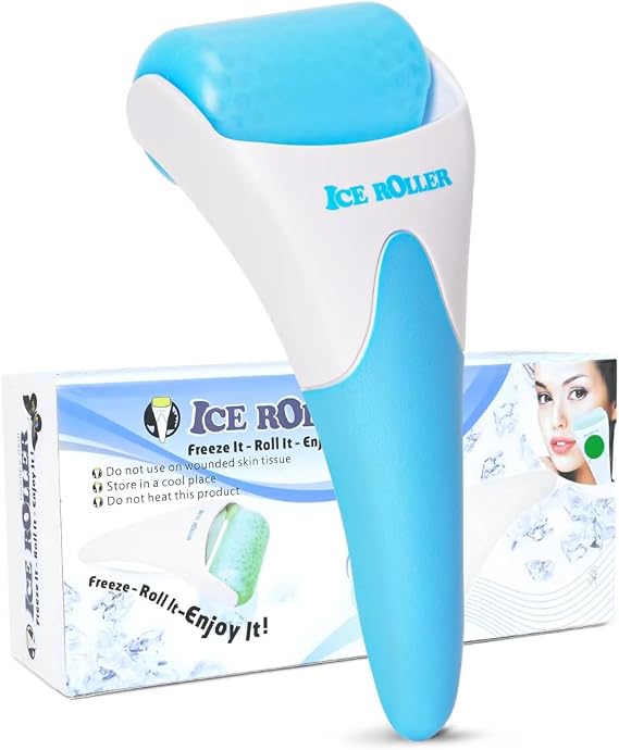 Ice Roller Face Cooling Cold Roller for Women & Men Body Eyes Face Skin Care Tools(Blue Handle+Blue Roller