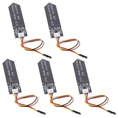 Capacitive Soil Sensor Module 5PCS Black Durable 3.3~5.5V Humidity Detection Sensors with Analog Sensor Cable Integrated Circuits